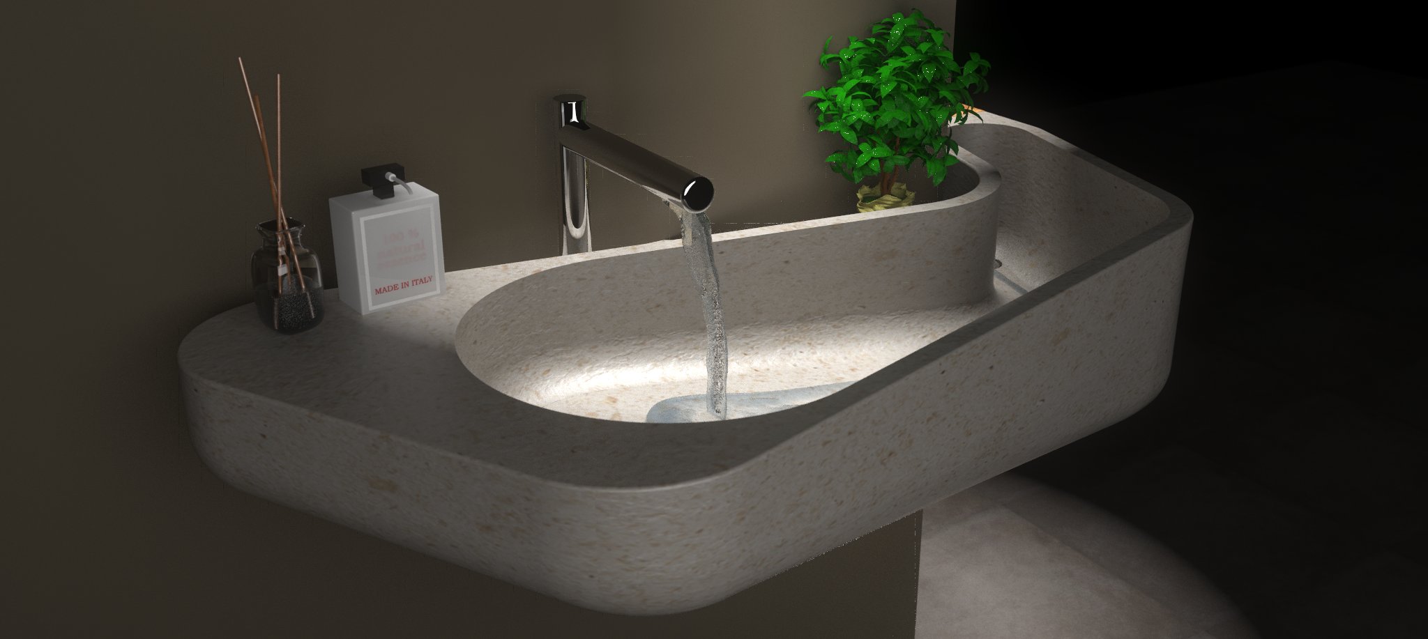 Botticino custom sink